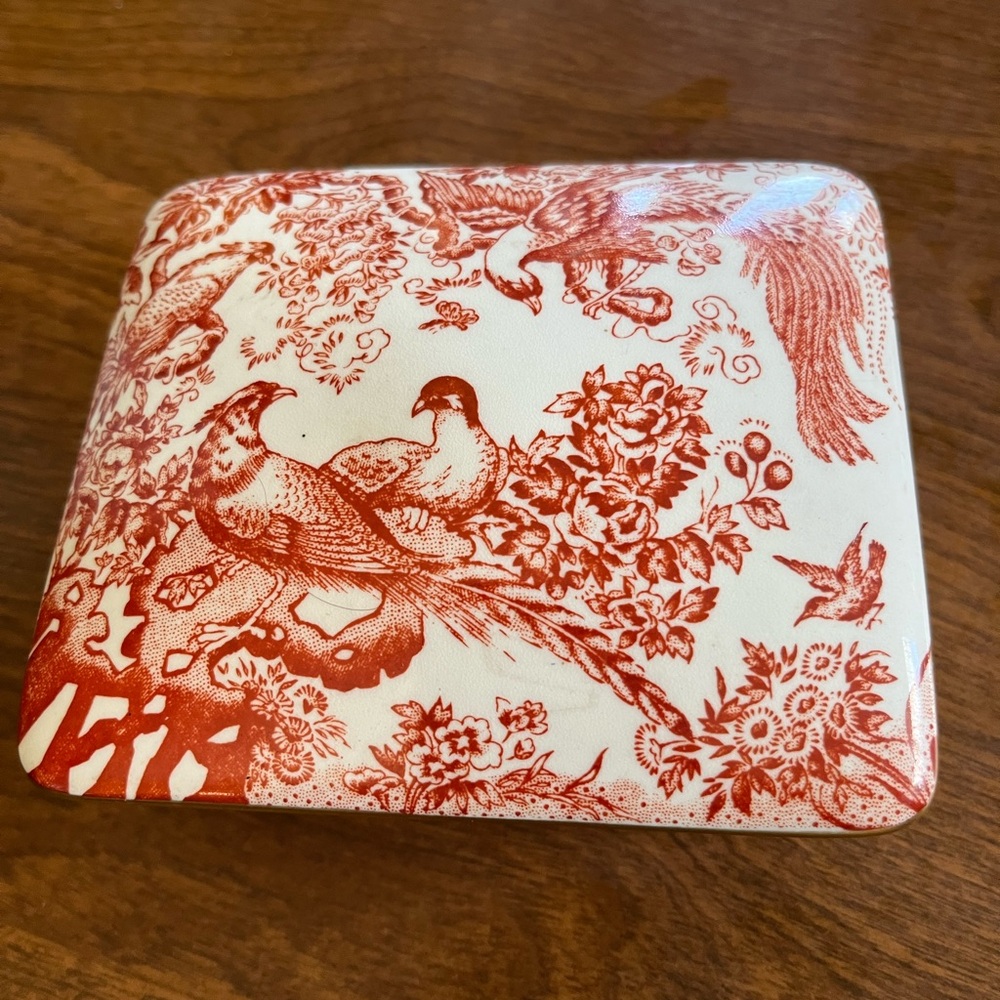 Royal Crown Derby Red and Cream Decorative Box